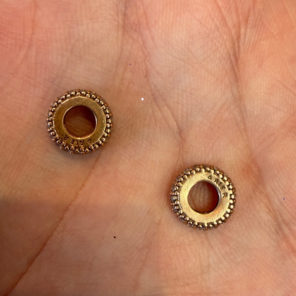 Pandora Yellow Gold Tone Pavé Rondelle Spacer Beads - Picture 3 of 4